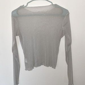 PACSUN See-through Long Sleeve Top | Size: Small | Color: Silver with Sparkles